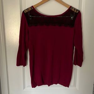 So soft! Express maroon lace yolk sweater